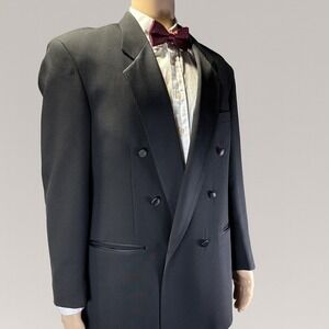Colours by Alexander Julian Double Breasted Suit Jacket Satin Lapels Men's 44L